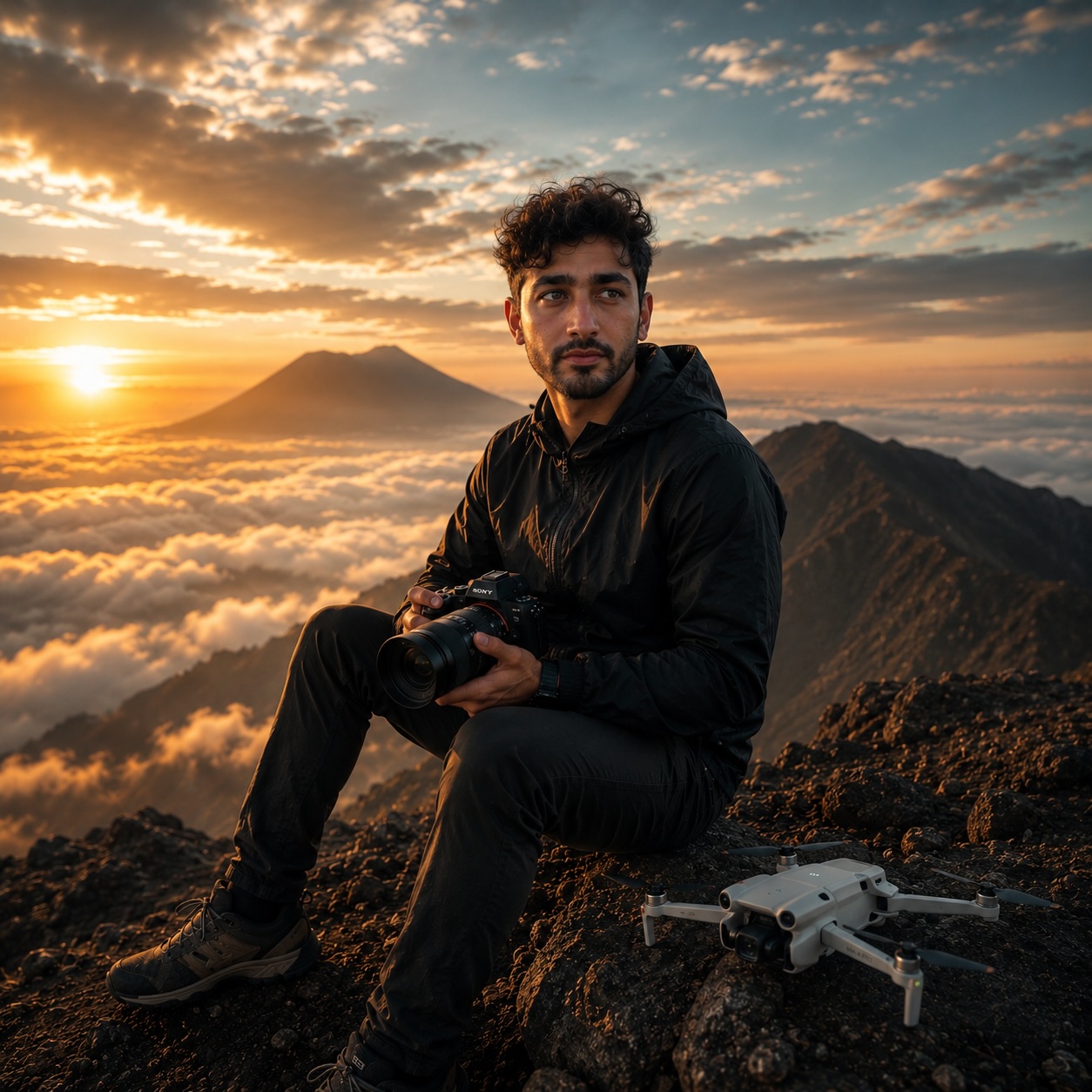 Travel filmmaker on location